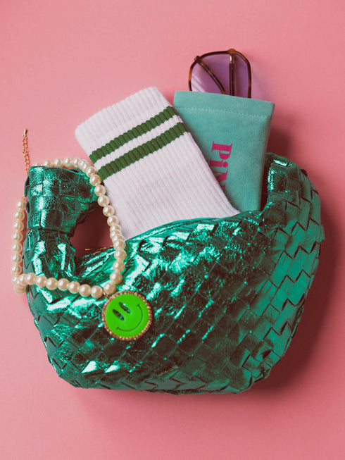 Sportive Socken Grün Gestreift Weiß